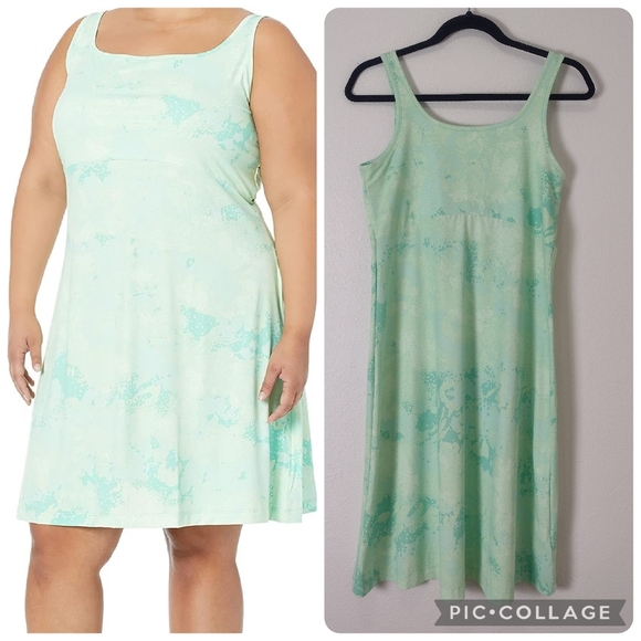 Columbia PFG Freezer III Omi-Shade Tank Dress Green Abstract Print Size M - Picture 1 of 10